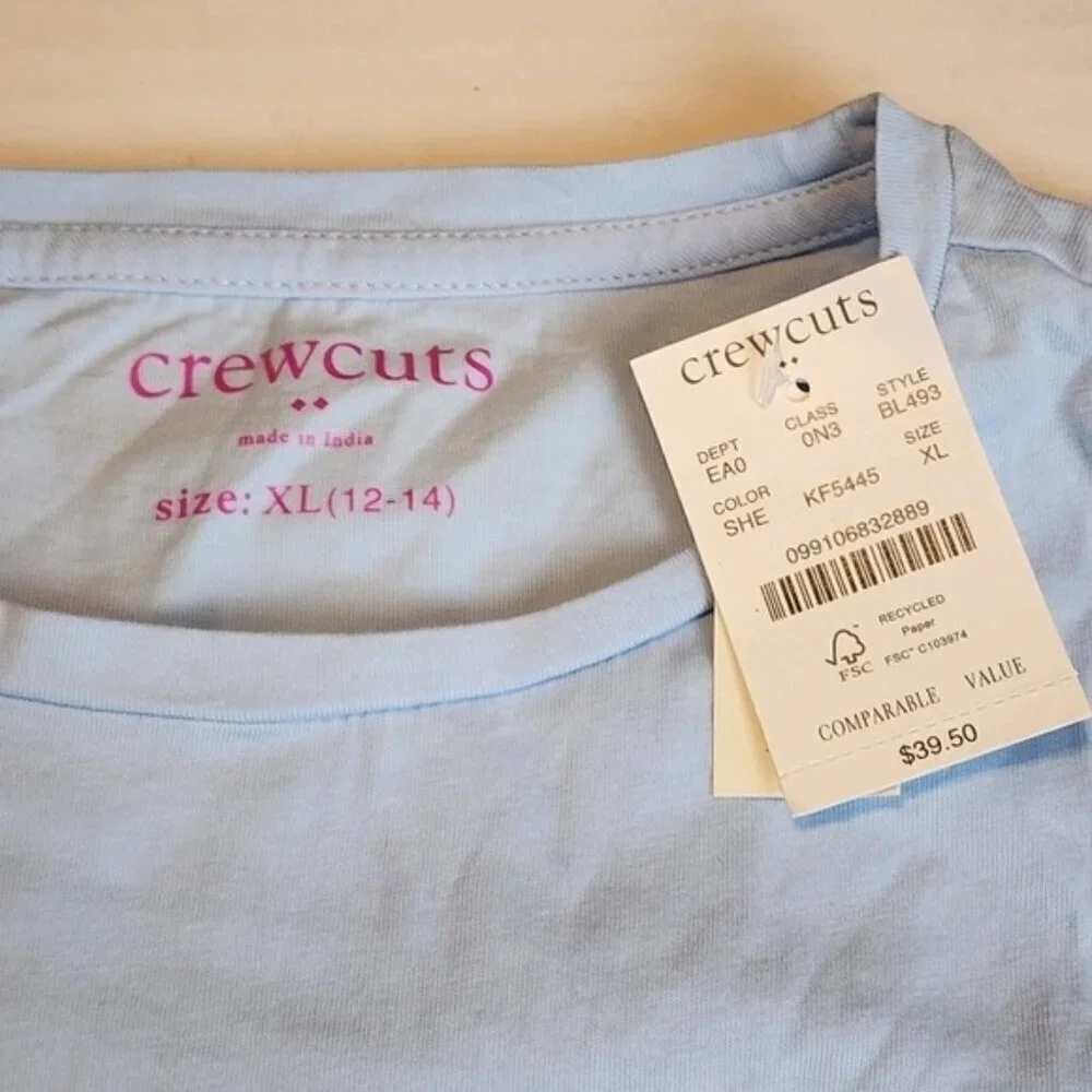New Crewcuts by J.Crew girl size XL / 12-14 long sleeve sequin heart shirt